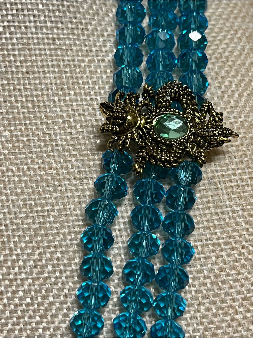 Multi-Strand Teal Crystal” Bearded Dragon”-Statement Necklace - Unbranded - Picture 5 of 10